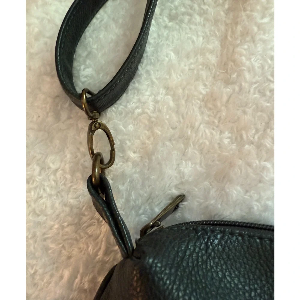 Vintage G.H. Bass Pebbled Leather Purse Dark Green Slouchy Crossbody Adj Strap